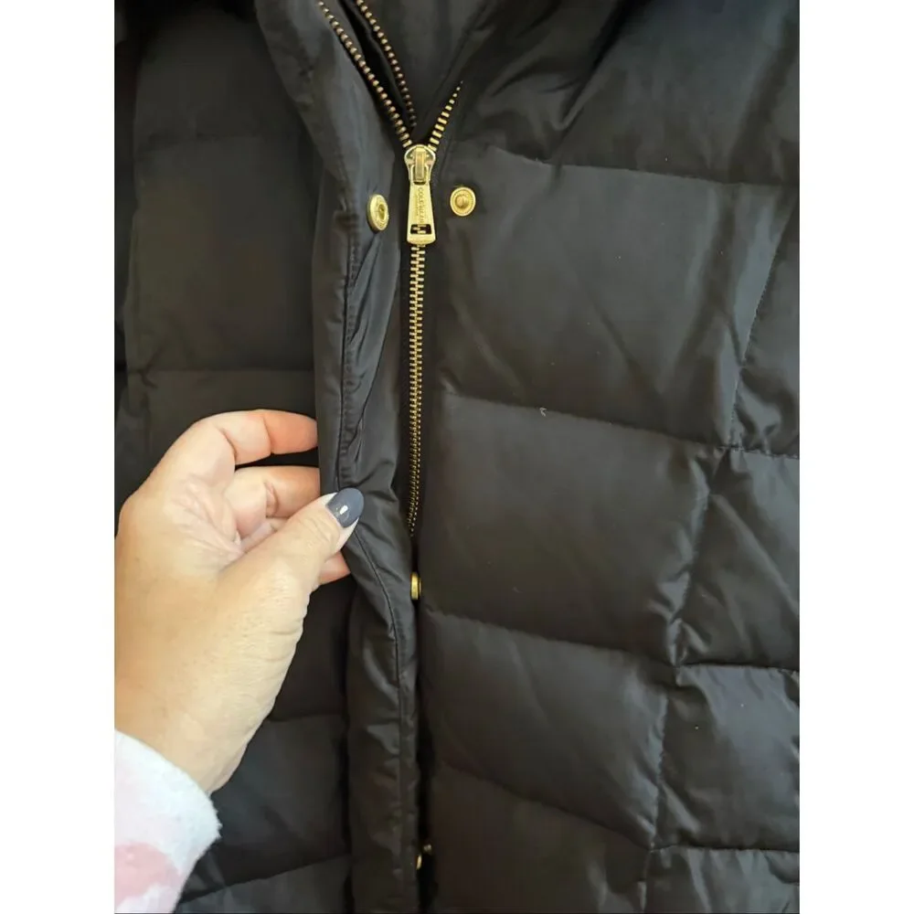 Cole Haan Black Quilted Down Feather Long Hooded Puffer Coat sz 2X EUC - Picture 3 of 9